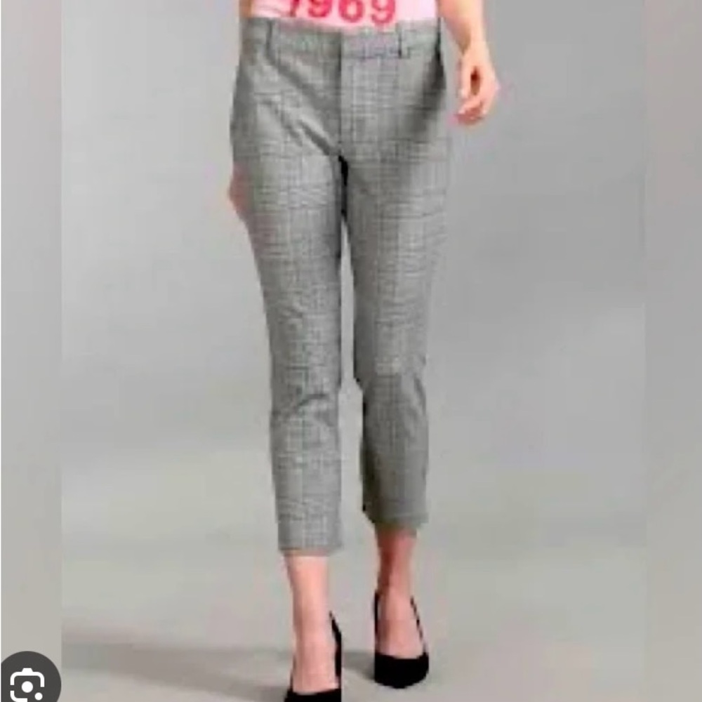 GAP Flattering stretchy slim cropped tan plaid pocket casual dress work pants 2R